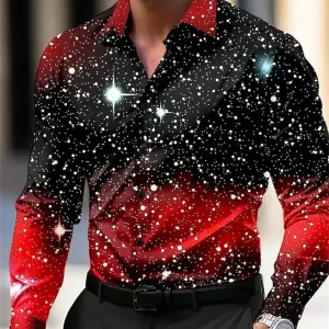 Men's shirt long sleeve Christmas shirt, fashionable design party long sleeve shirt, lapel autumn and winter style, XS-6XL size