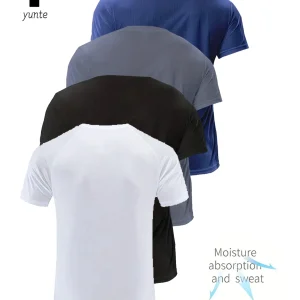 Round Neck T-Shirt 4-Color Black and White Gray Navy Ultra-Light Men's Quick-Drying Breathable Sweat-Absorbent Shirt Suitable Fo