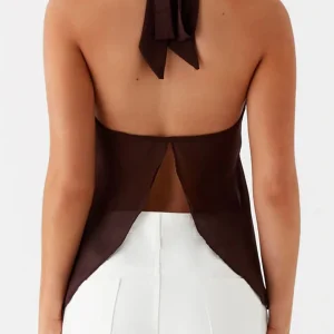 Women Sleeveless Tank Tops Solid Color Deep V-Neck Tie-Up Halter Neck Casual Vests Summer Streetwear Fashion Blouses