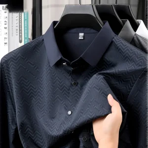 TFETTERS 2025 Spring Autumn Elegant Mulberry Silk Shirts for Man Long Sleeve Turn Down Collar Graphic Print Work Shirt for Male