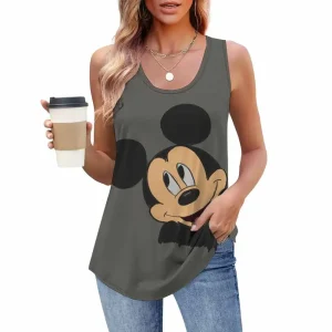 Disney Mickey Mouse Minnie print Tank Top Western Ethnic Women Sleeveless Camisoles Off Shoulder Vest Y2k Tops Woman Clothing